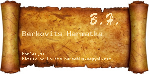 Berkovits Harmatka névjegykártya